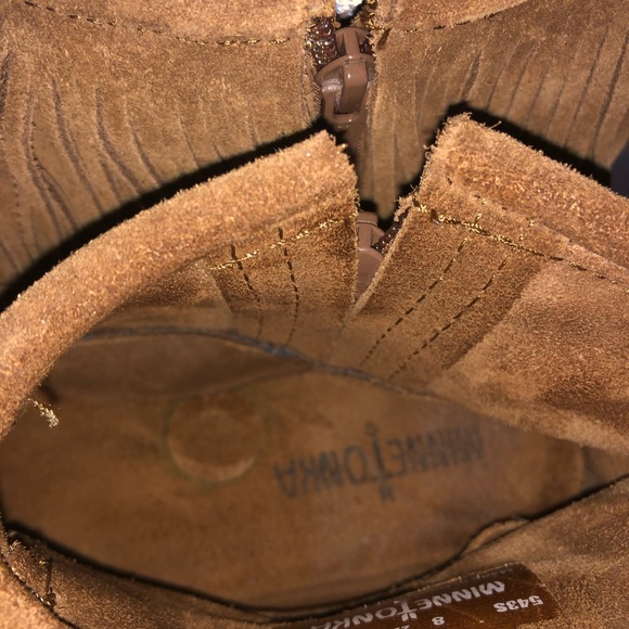 Dusty Brown suede moccasin with ankle tassels - Picture 9 of 10